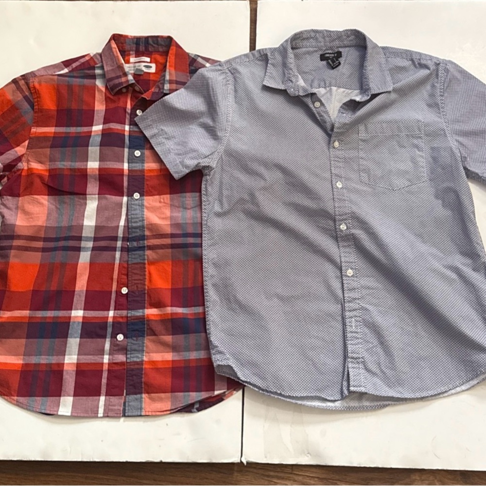 Old Navy Red and Blue Plaid & Forever 21 Patterned Men's Shirts Sz Large/Medium